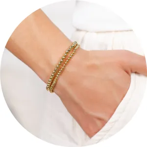 3mm Gold Ball   4mm Gold Stretch Bracelet Stack