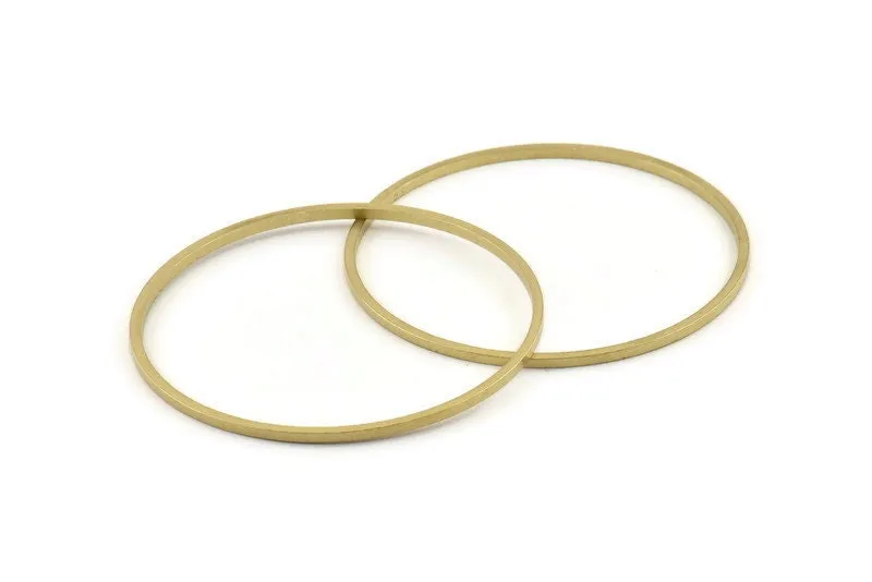 70mm Circle Connectors - 12 Raw Brass Circle Connectors (70x2x2mm) D1516