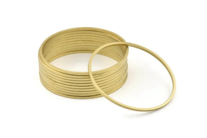 70mm Circle Connectors - 12 Raw Brass Circle Connectors (70x2x2mm) D1516