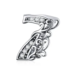 925 Sterling Silver Relief Number Series 0 9 Beads For Diy Bracelets And Necklaces Style - 7