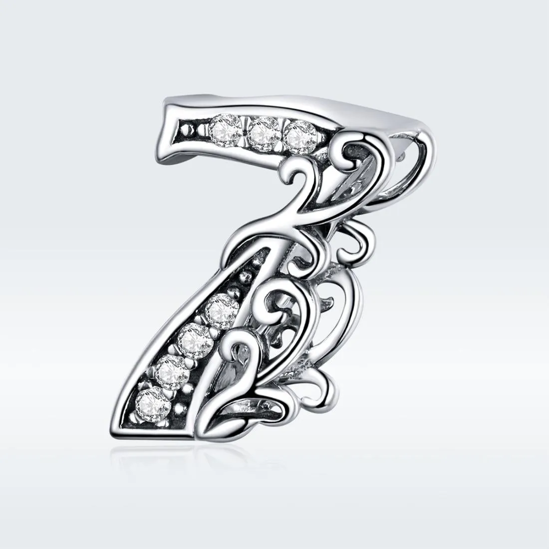 925 Sterling Silver Relief Number Series 0 9 Beads For Diy Bracelets And Necklaces Style - 7
