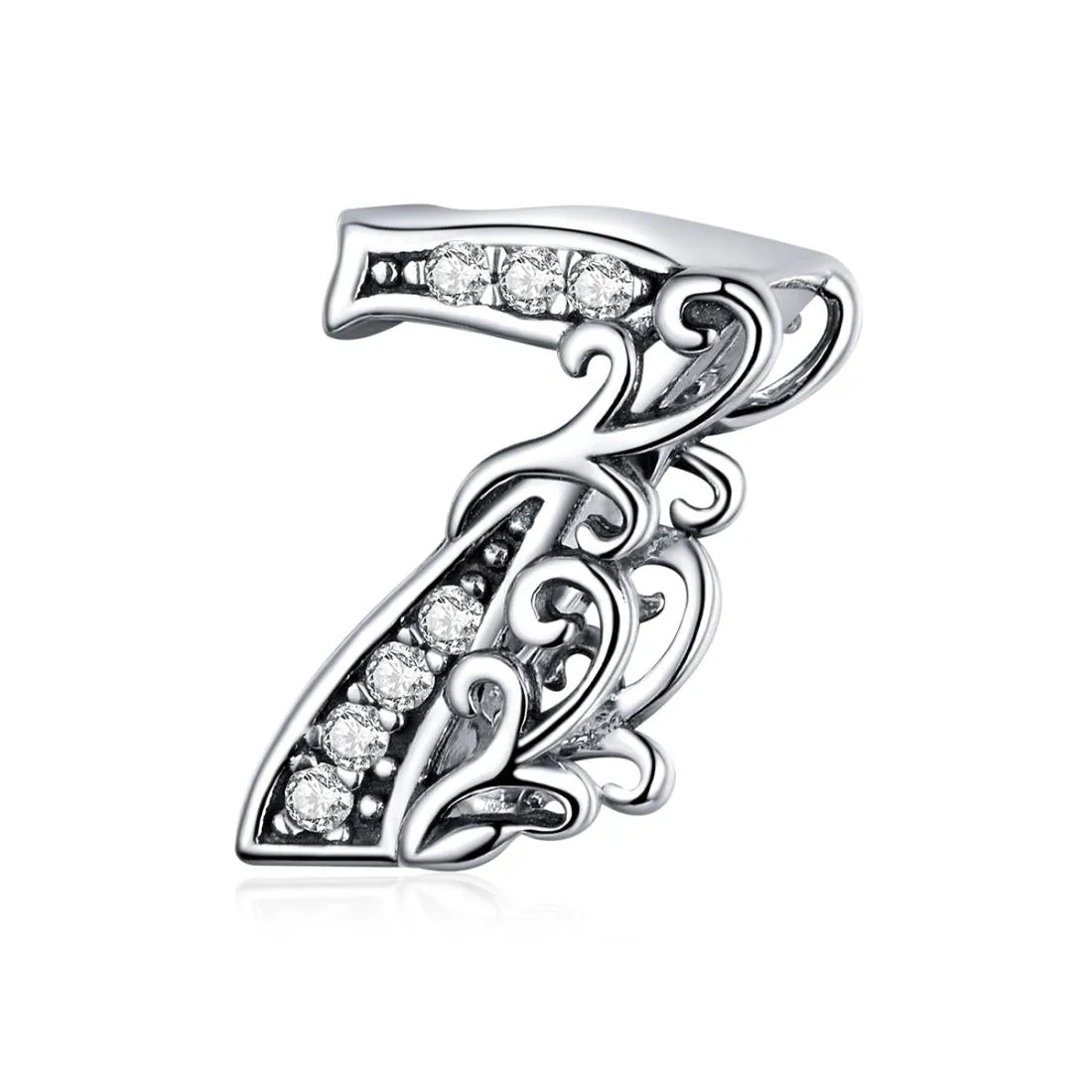 925 Sterling Silver Relief Number Series 0 9 Beads For Diy Bracelets And Necklaces Style - 7