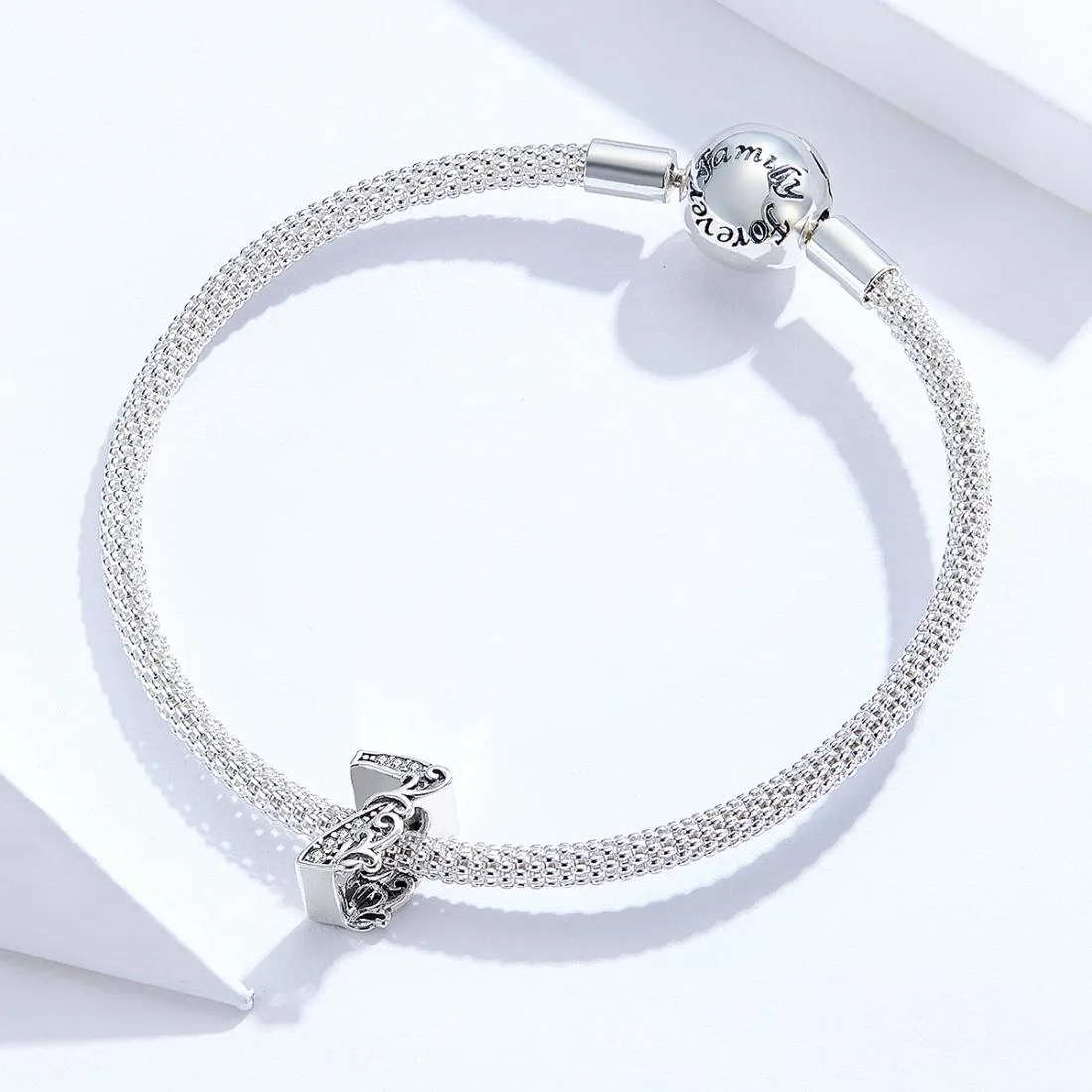 925 Sterling Silver Relief Number Series 0 9 Beads For Diy Bracelets And Necklaces Style - 7