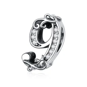 925 Sterling Silver Relief Number Series 0 9 Beads For Diy Bracelets And Necklaces Style - 9