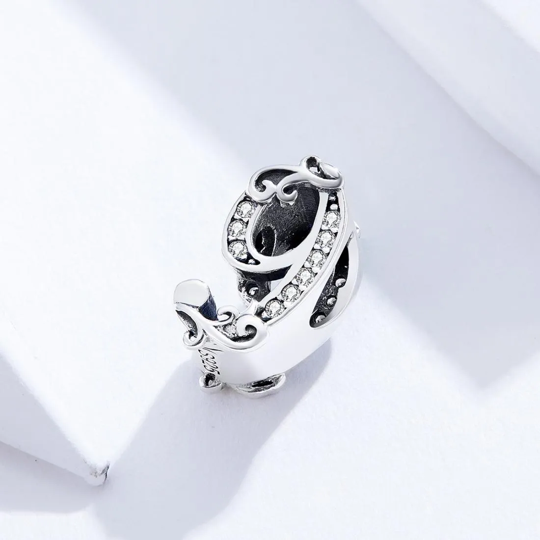 925 Sterling Silver Relief Number Series 0 9 Beads For Diy Bracelets And Necklaces Style - 9