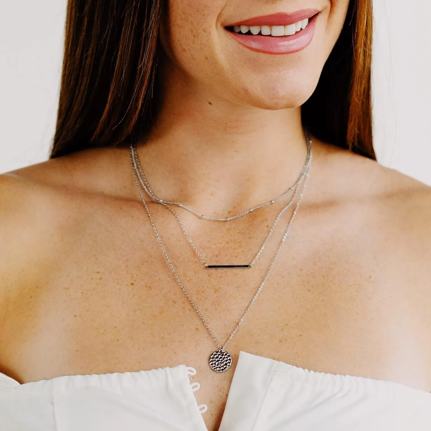 Ava Riley Necklace for Women, 14K Gold-Plated Dainty Choker, Silver Layered Necklaces for Women, Trendy Beach Jewelry