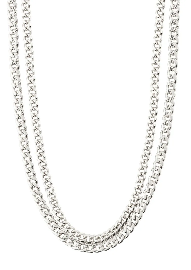 Blossom Recycled Curb Chain Necklace 2-in-1 Set | Silver