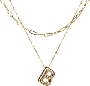 Bubble Letter Necklace Gold Layered Initial Necklaces for Women Choker Paperclip Chain Necklace 18K Gold Plated Jewelry Sets