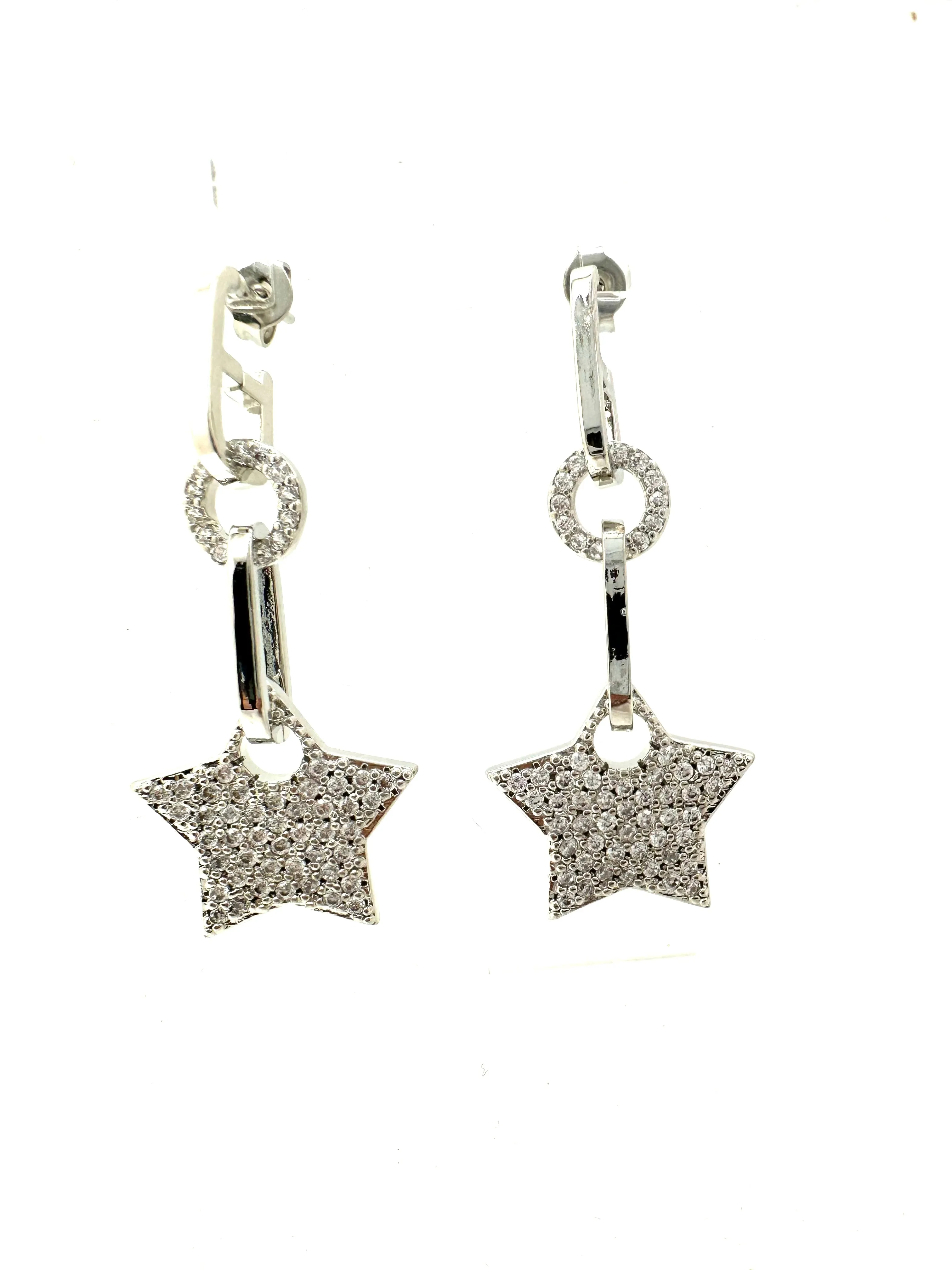 CZ Star Drop Post Earrings