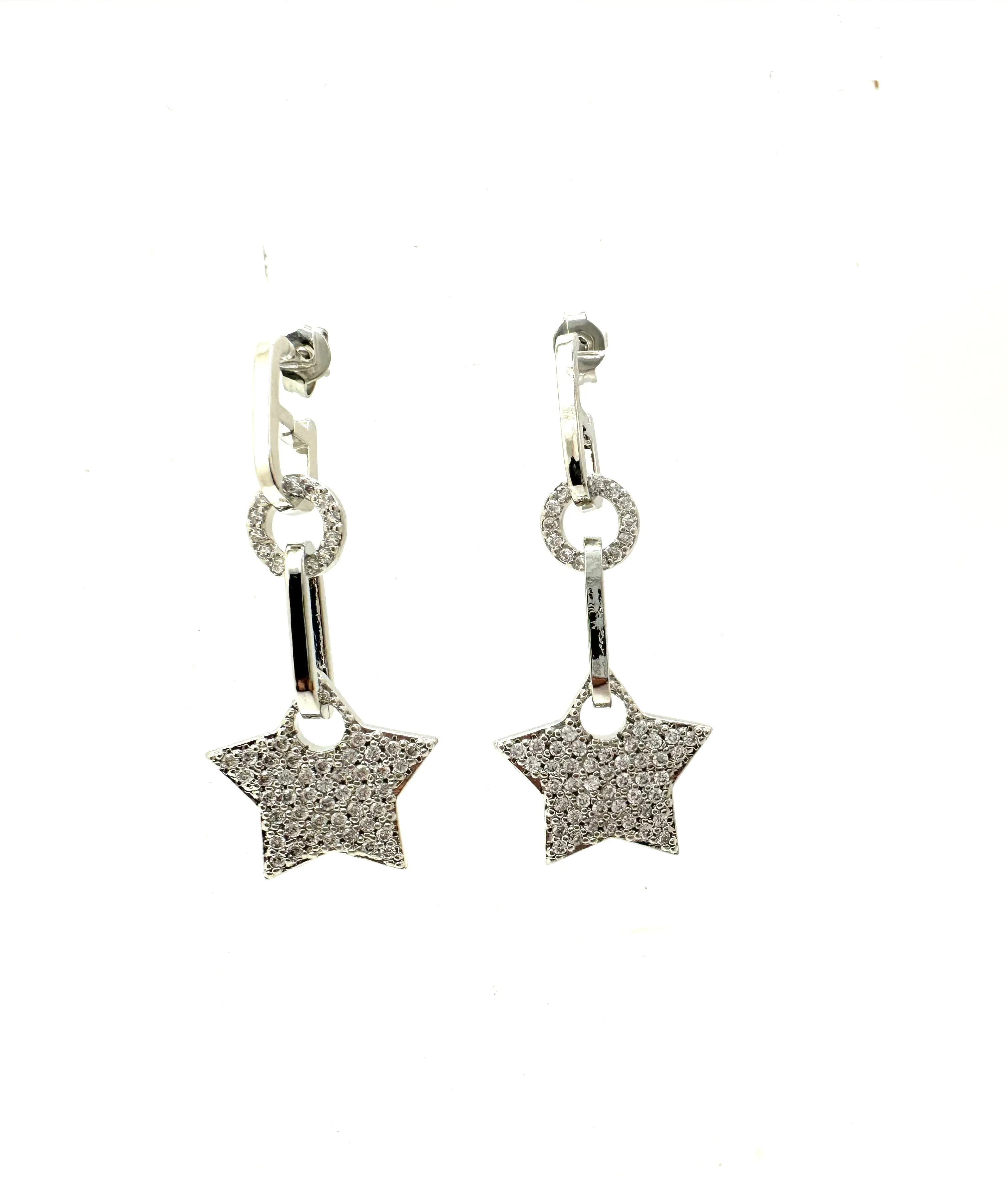 CZ Star Drop Post Earrings