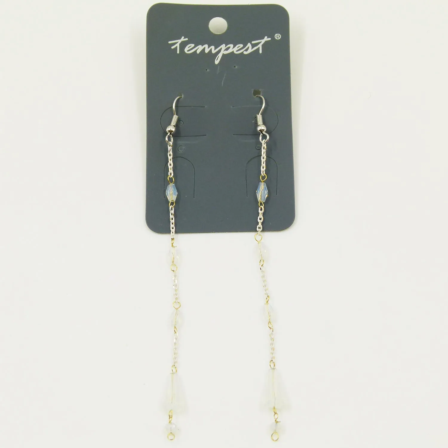 Delicate long drop beaded earrings