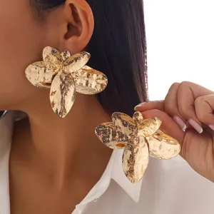 Exquisite Metal Big Flower Drop Earrings