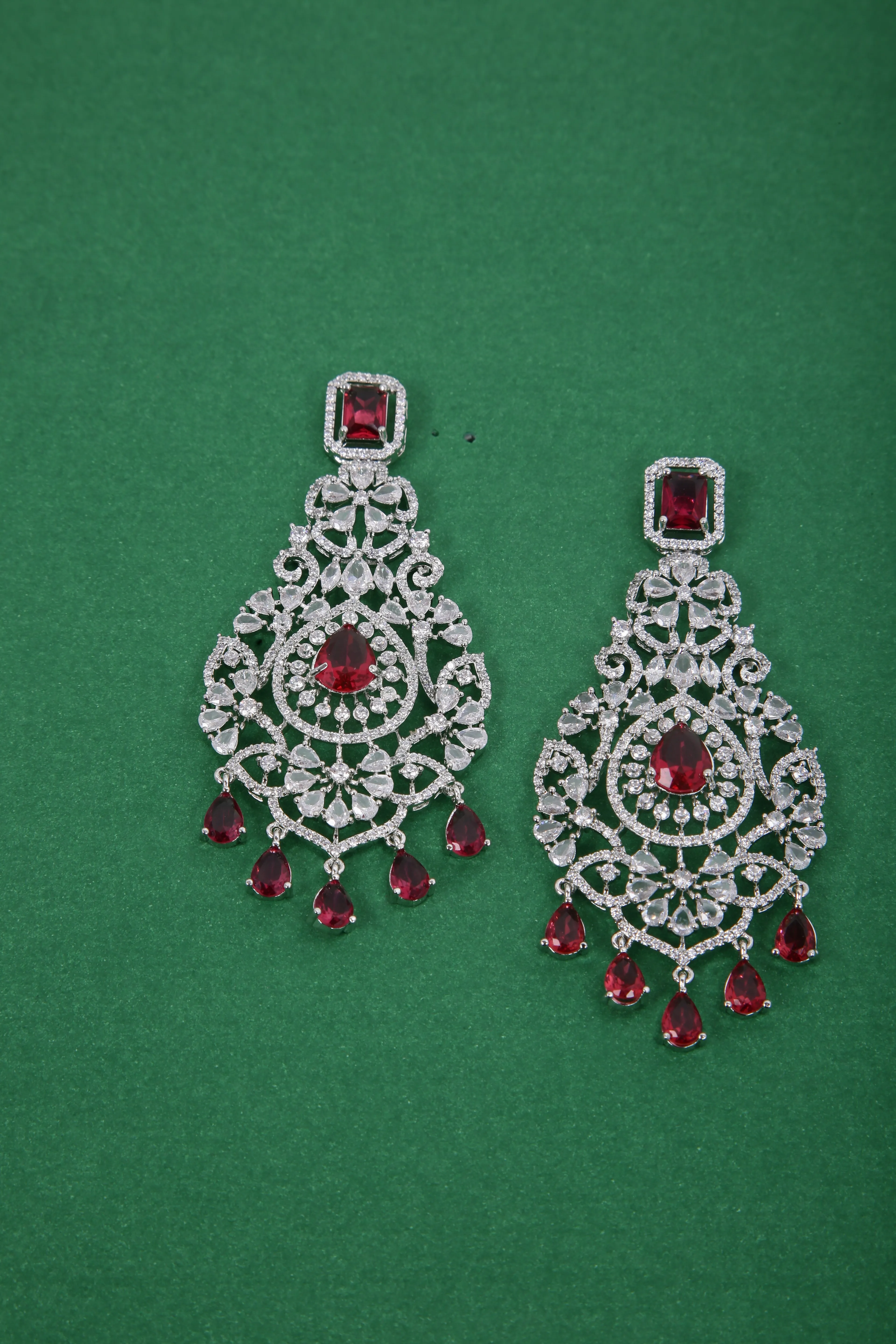 Floral Shaped American Diamond Dangle Chandelier Earring For Women And Girls (E969)