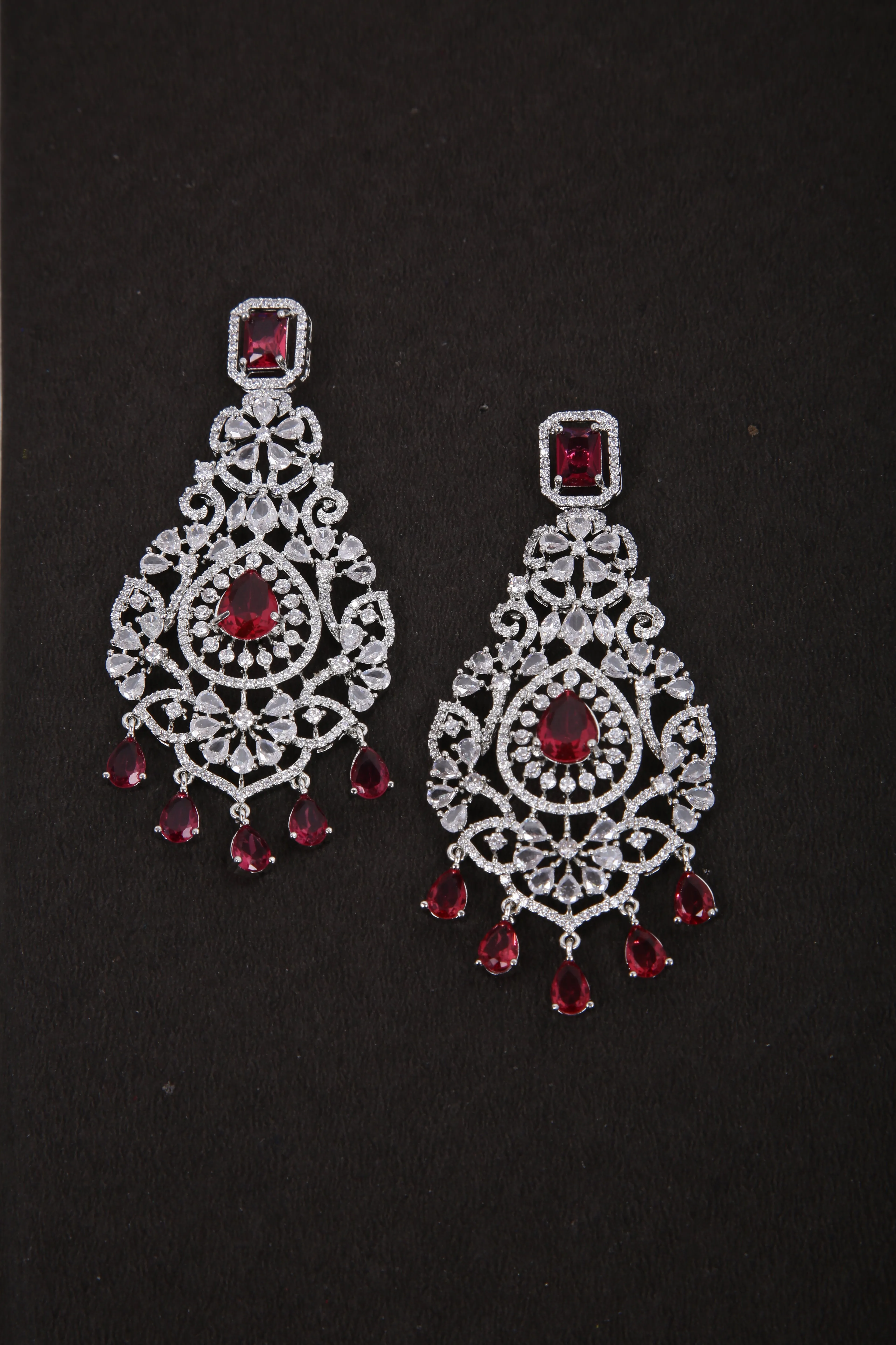 Floral Shaped American Diamond Dangle Chandelier Earring For Women And Girls (E969)