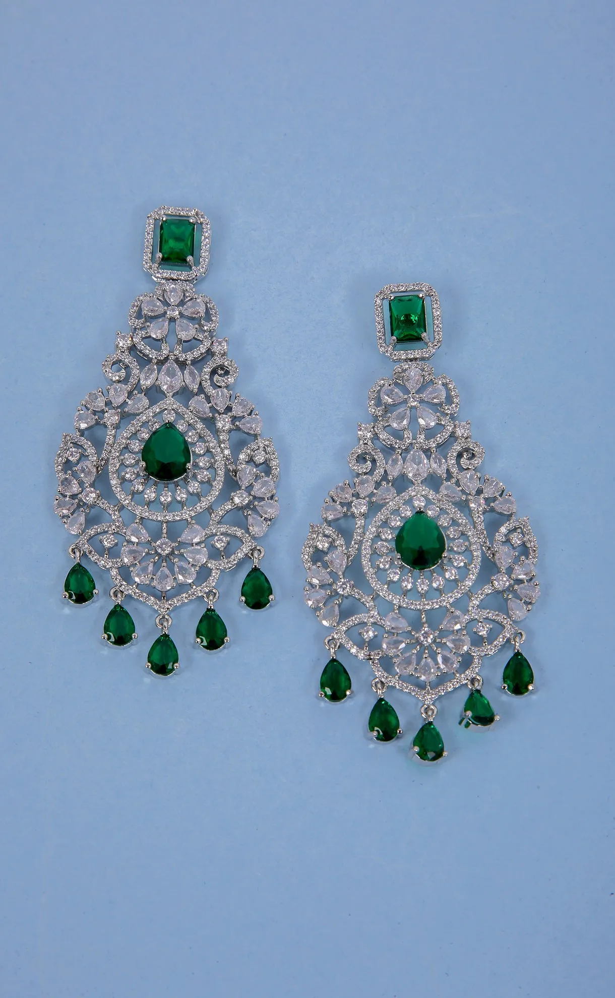 Floral Shaped American Diamond Dangle Chandelier Earring For Women And Girls (E969)