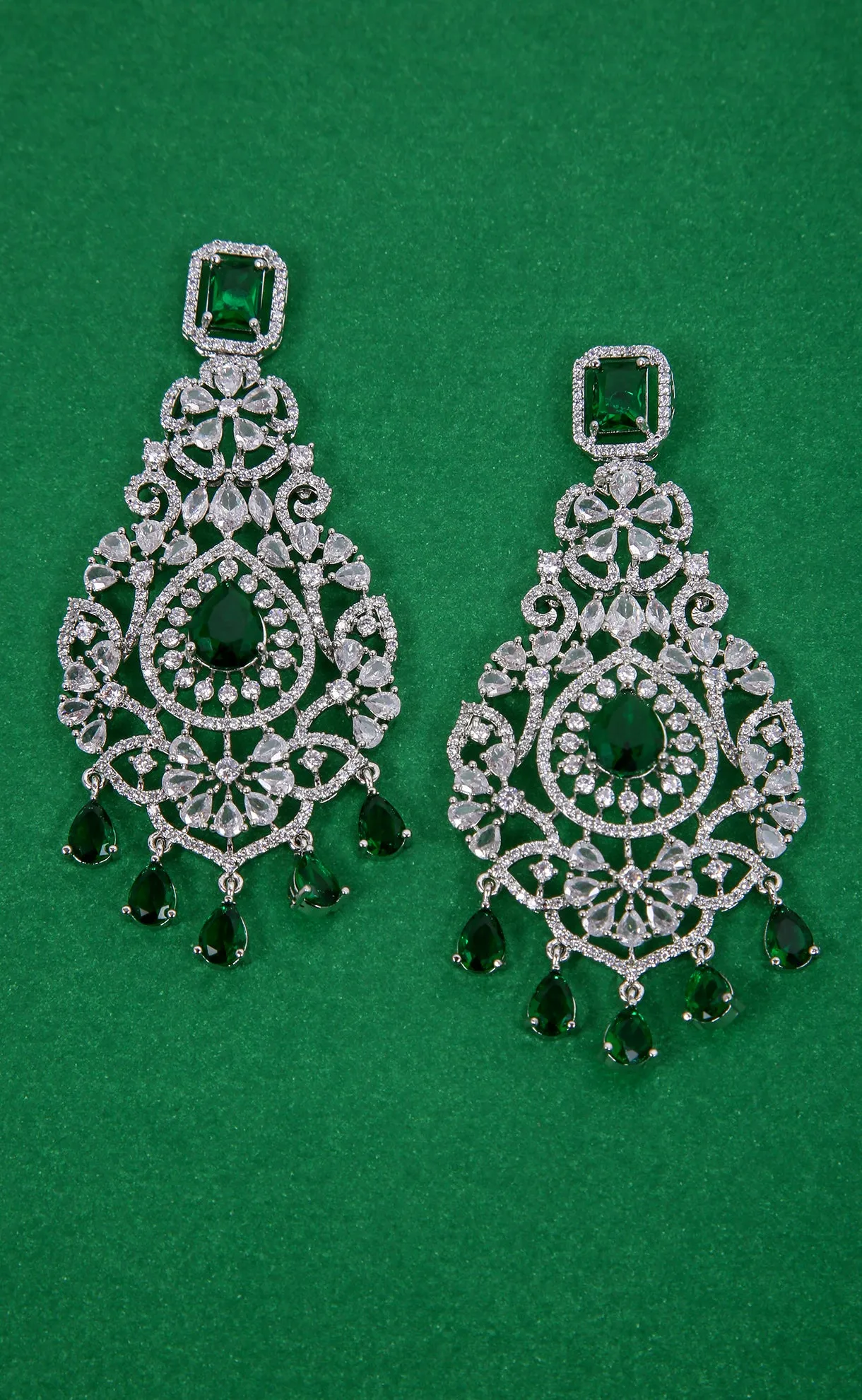 Floral Shaped American Diamond Dangle Chandelier Earring For Women And Girls (E969)