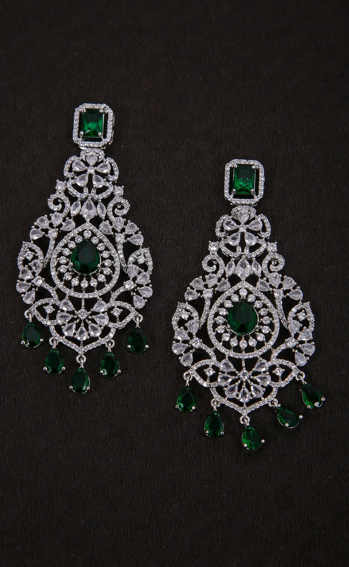 Floral Shaped American Diamond Dangle Chandelier Earring For Women And Girls (E969)