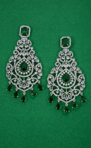 Floral Shaped American Diamond Dangle Chandelier Earring For Women And Girls (E969)