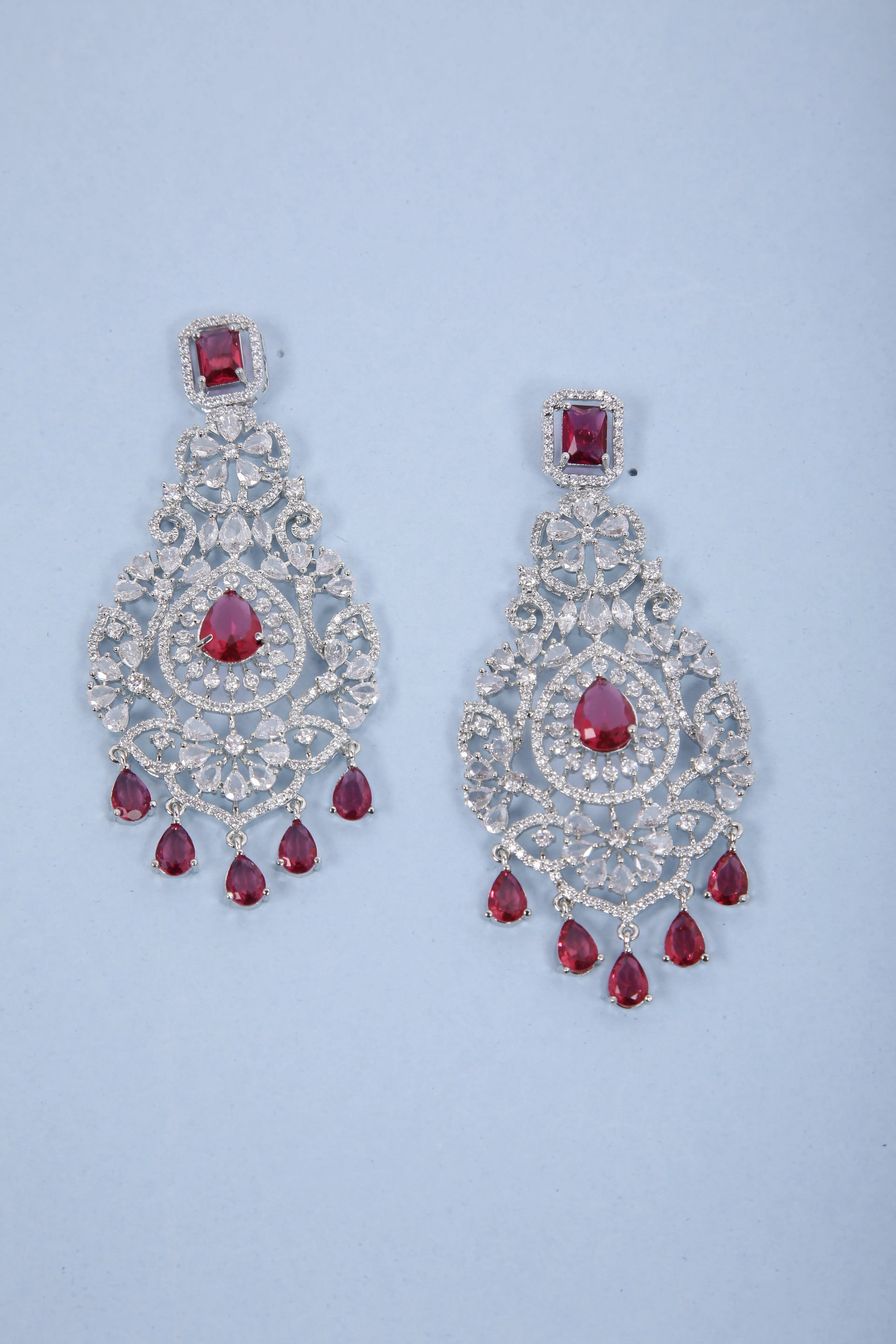 Floral Shaped American Diamond Dangle Chandelier Earring For Women And Girls (E969)