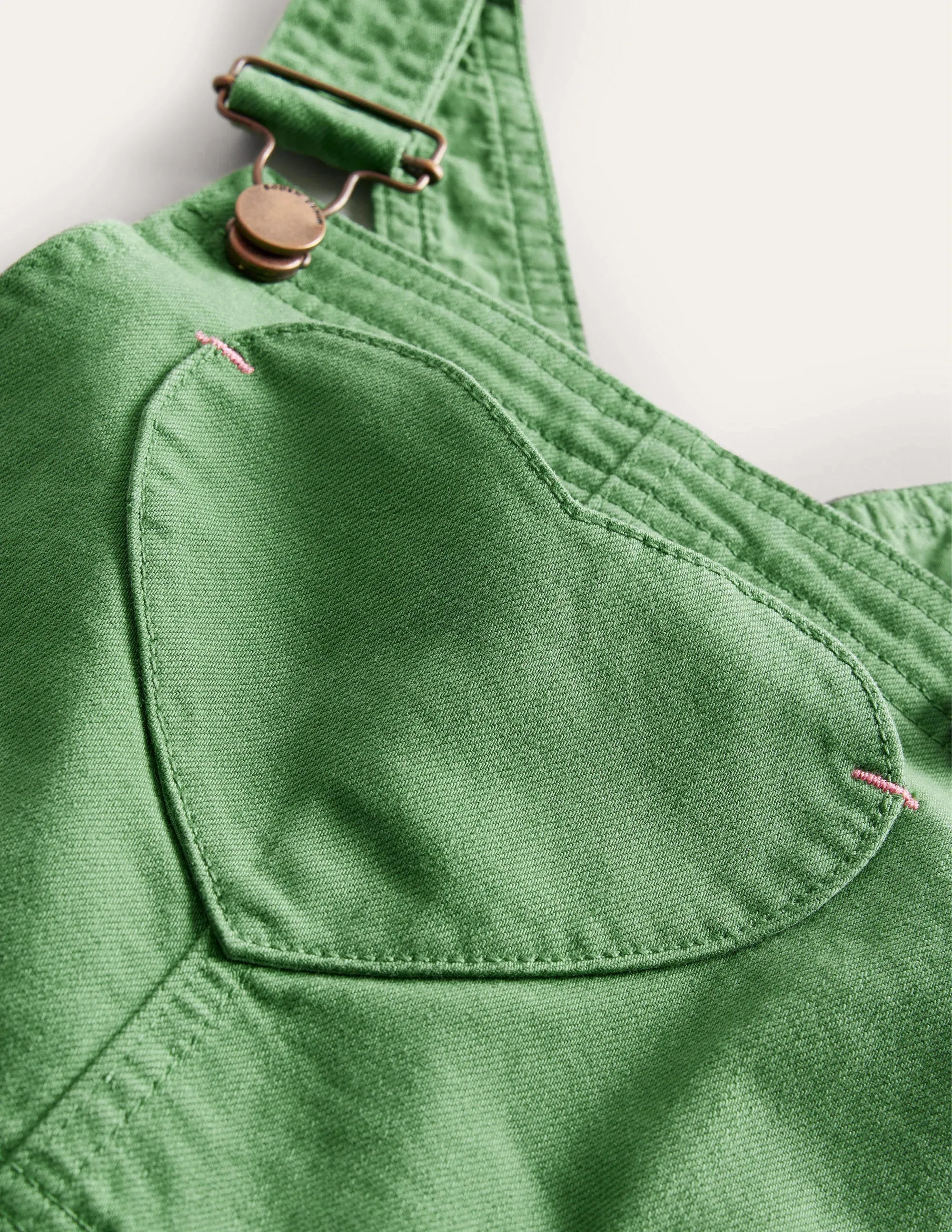 Heart Pocket Short Dungarees-Safari Green