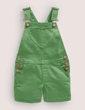 Heart Pocket Short Dungarees-Safari Green