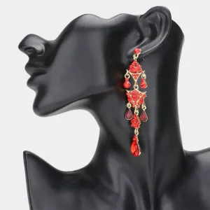 iLLASPARKZ Crystal rhinestone triple teardrop chandelier evening earrings