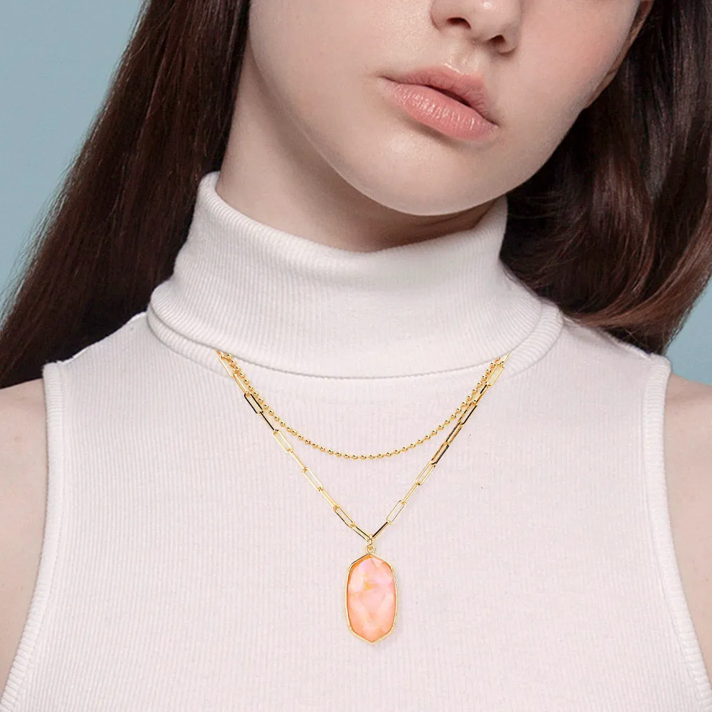iLLASPARKZ Hexagon Pendant Double Layered Necklace