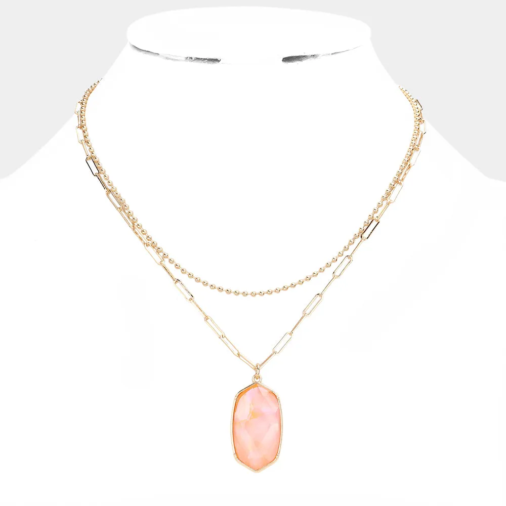 iLLASPARKZ Hexagon Pendant Double Layered Necklace