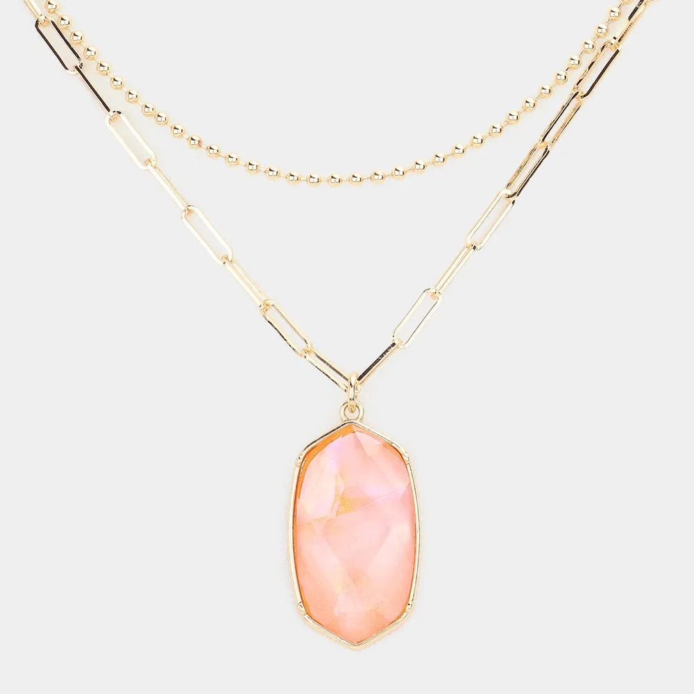 iLLASPARKZ Hexagon Pendant Double Layered Necklace