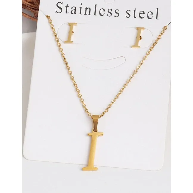 Initial Pendant And Earring Set