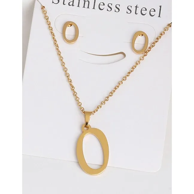 Initial Pendant And Earring Set