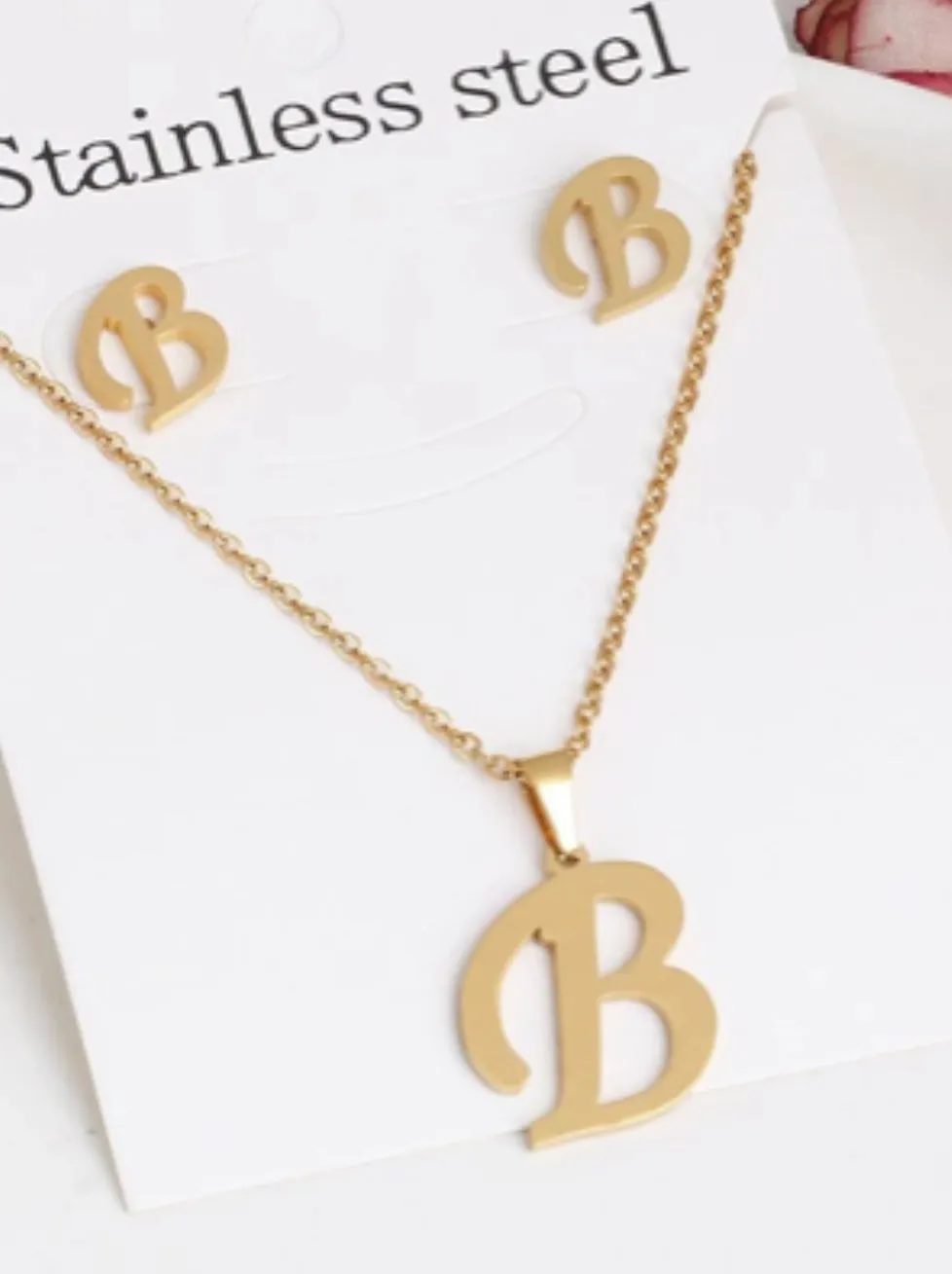 Initial Pendant And Earring Set