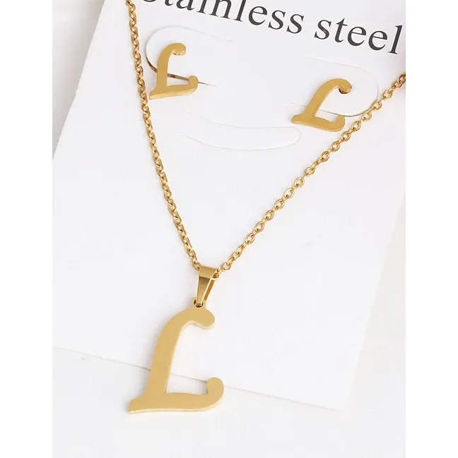 Initial Pendant And Earring Set