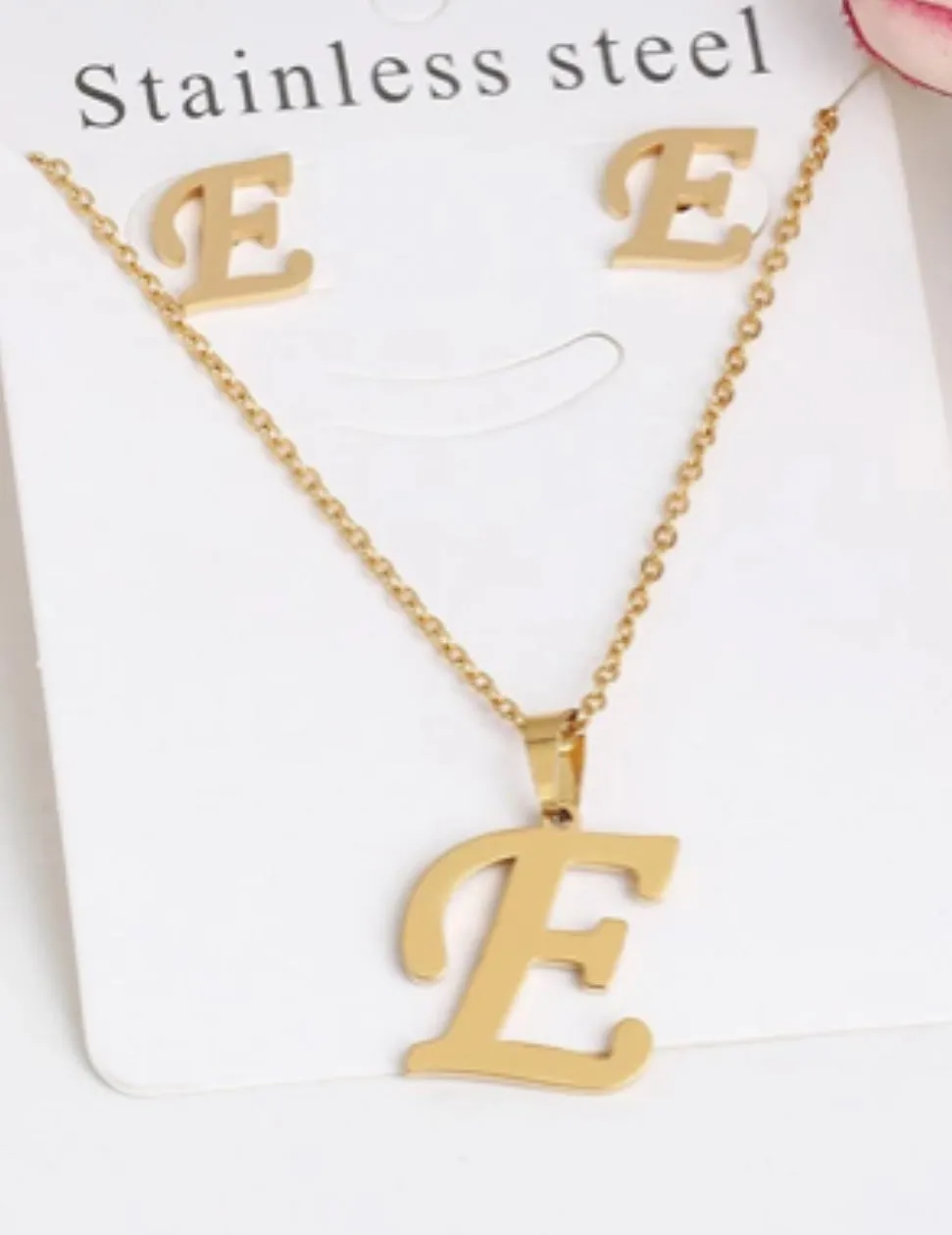 Initial Pendant And Earring Set