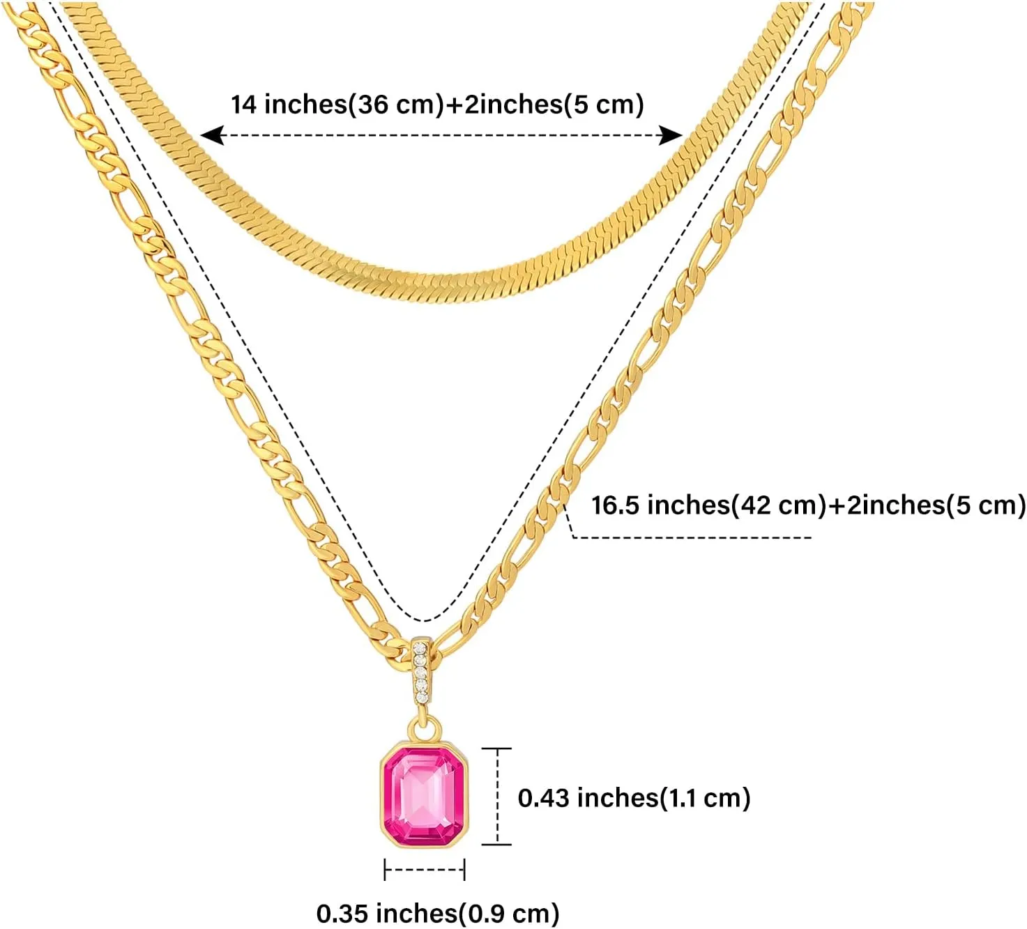 Mesovor Gold Crystal Layered Necklaces for Women Trendy, 18K Gold Plated Statement Crystal Pendant Necklace | Birthstone Necklace Jewelry Gifts