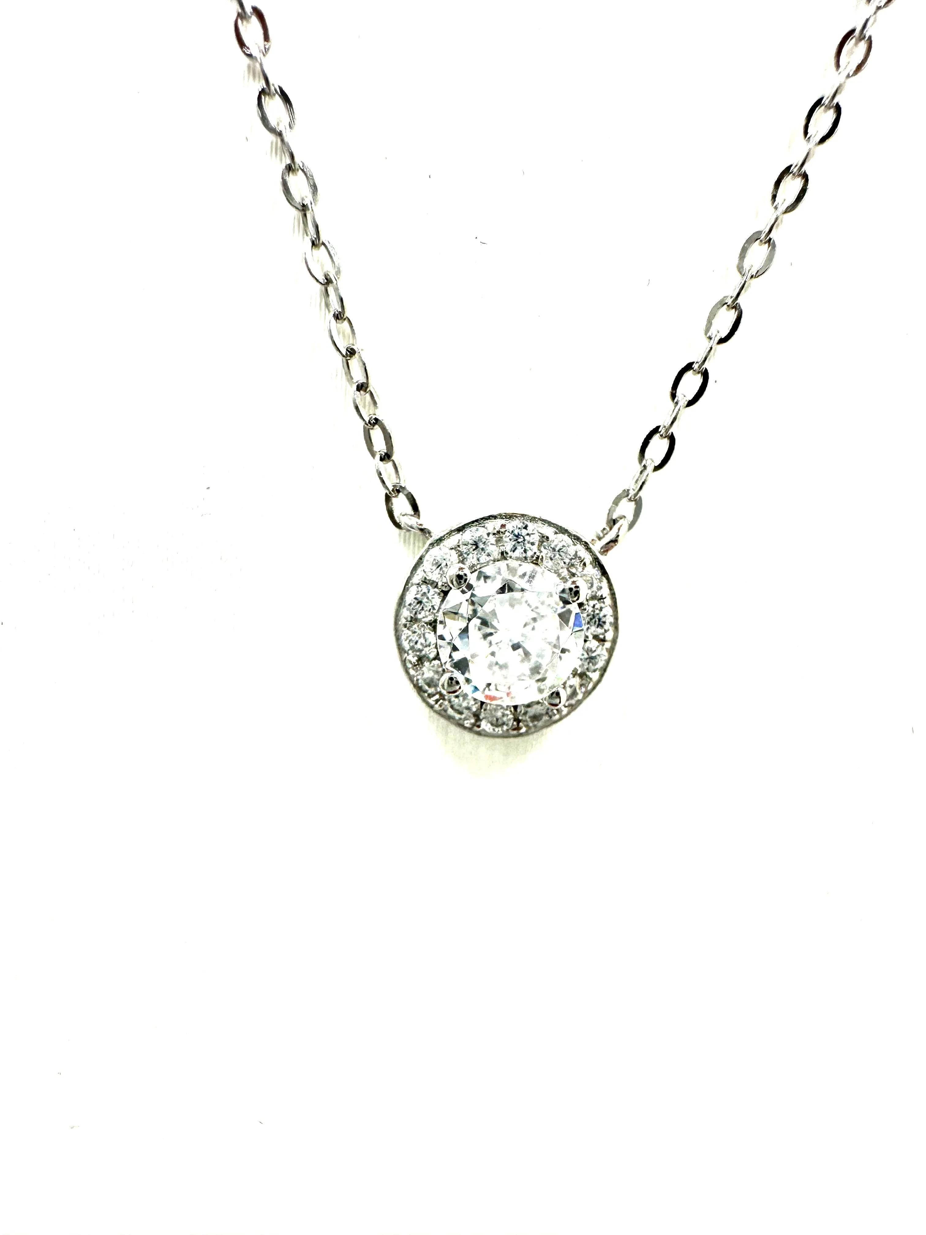 Micro Pave Solitaire Necklace