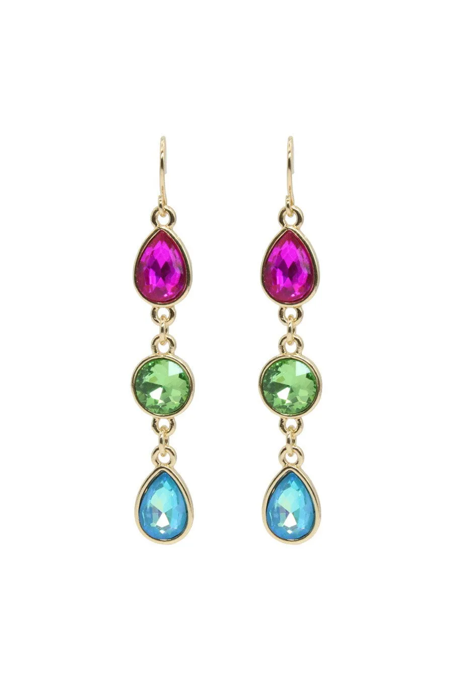 Multi-Color Crystal Drop Stones Earrings